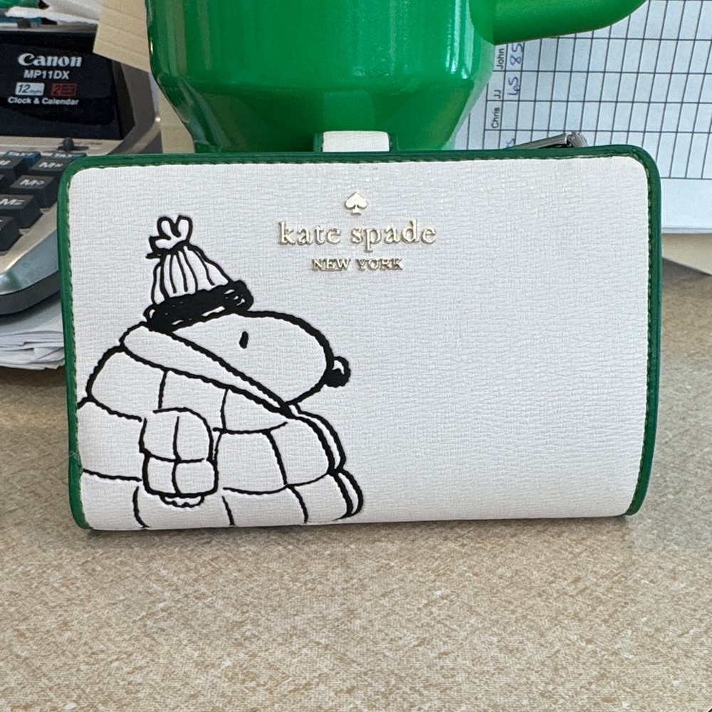 Kate Spade Kids White and Green Snoopy Wallet